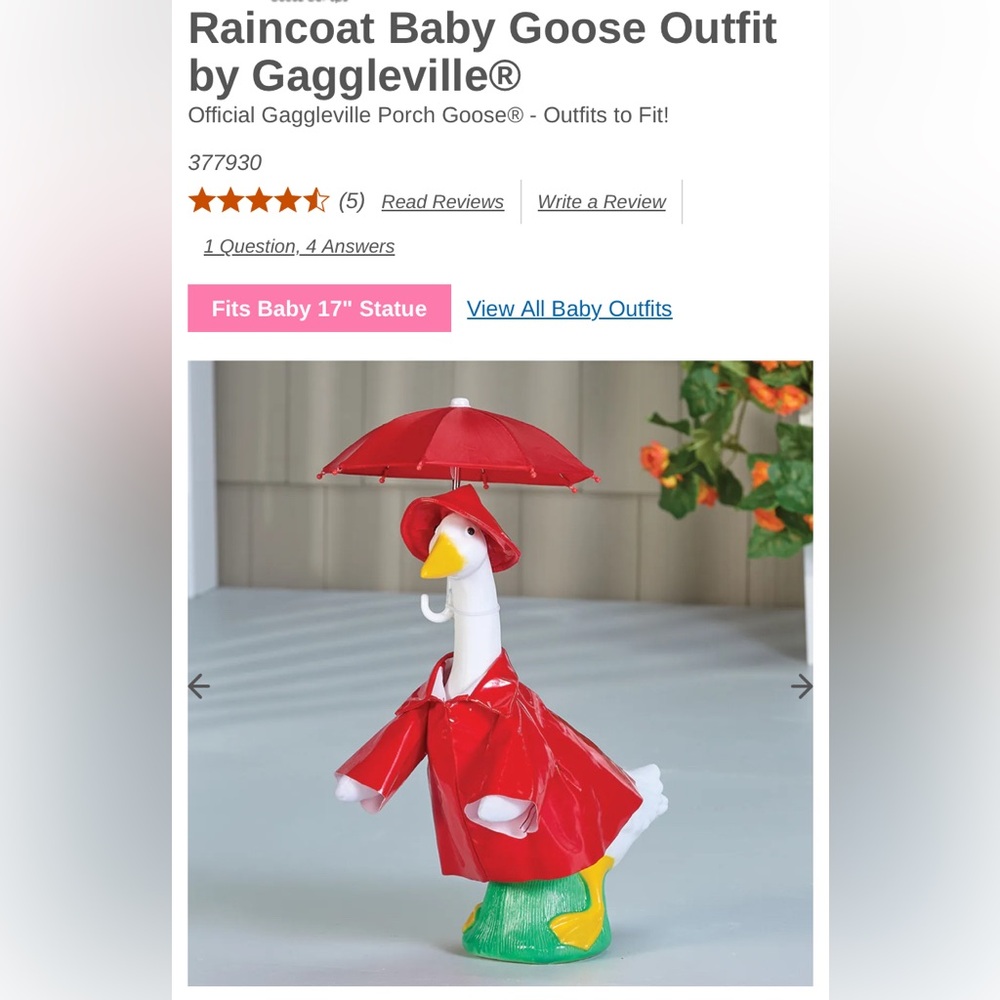 Gaggleville Red Goose Raincoat Figurine